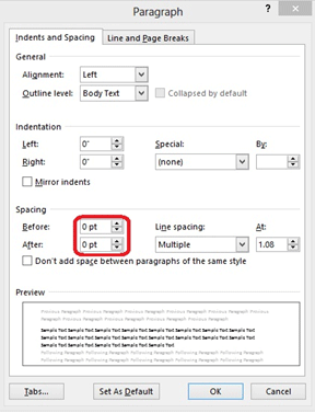 Paragraph Settings